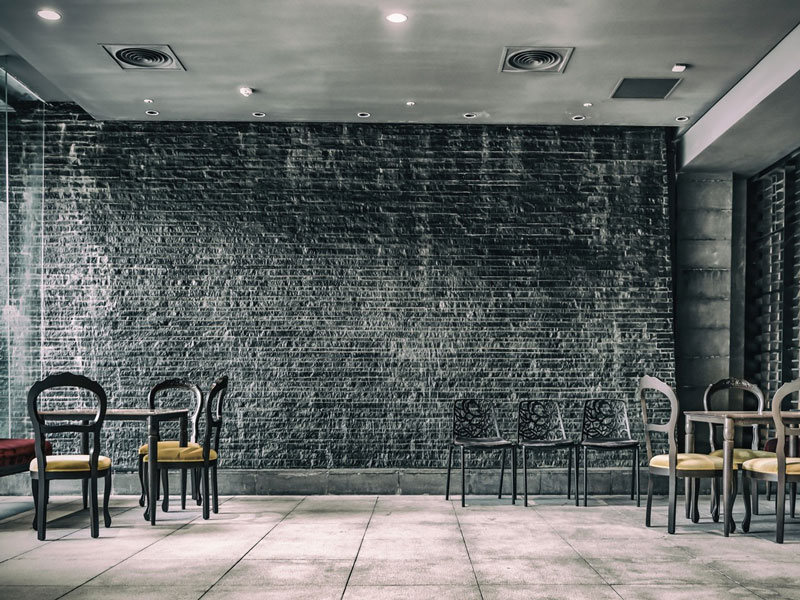 چاپ کاغذ دیواری رستوران با طرح سنگی