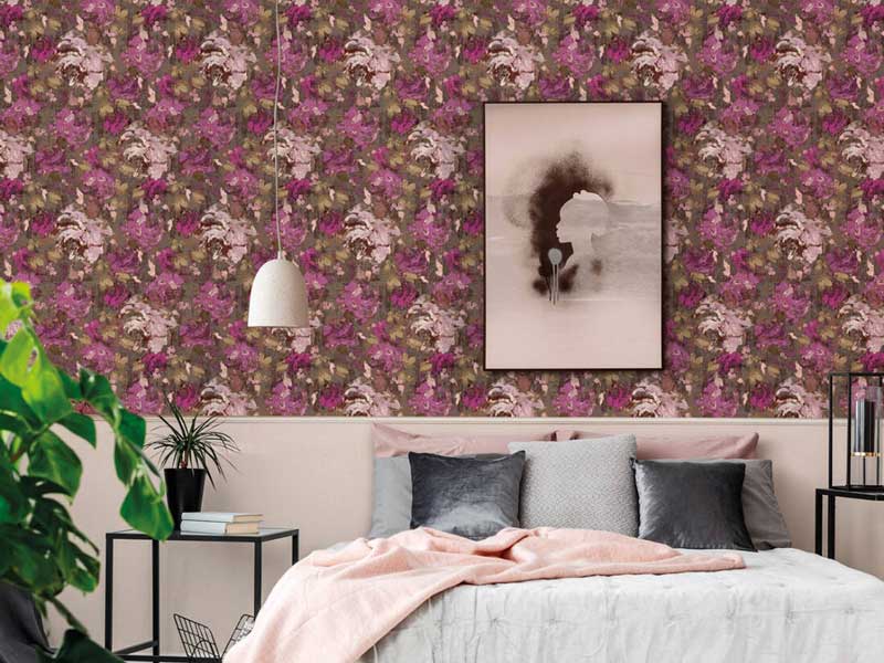 کاغذ دیواری اتاق خواب دخترانه با طرح گلدار