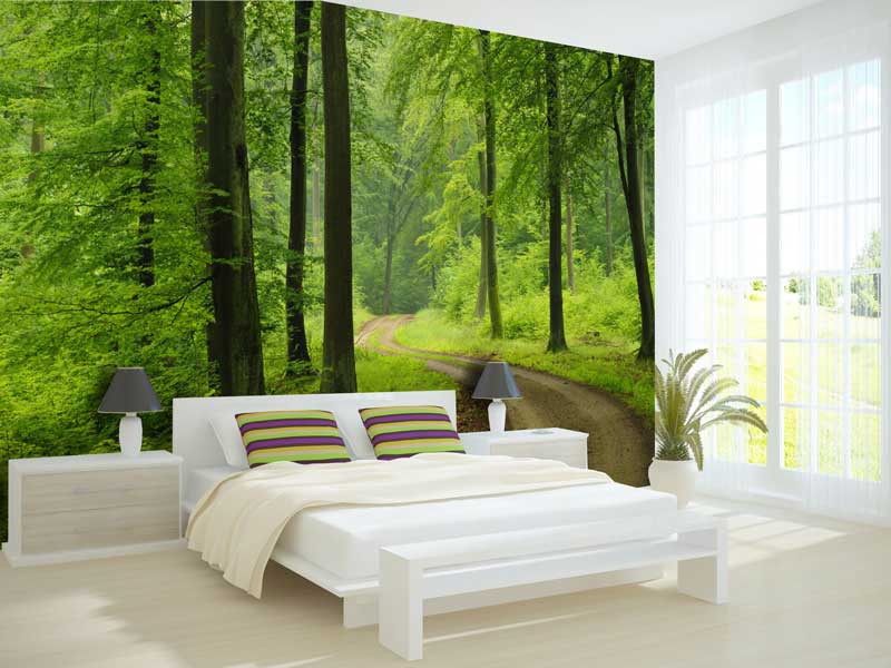 کاغذ دیواری اتاق خواب دخترانه با طرح منظره طبیعی