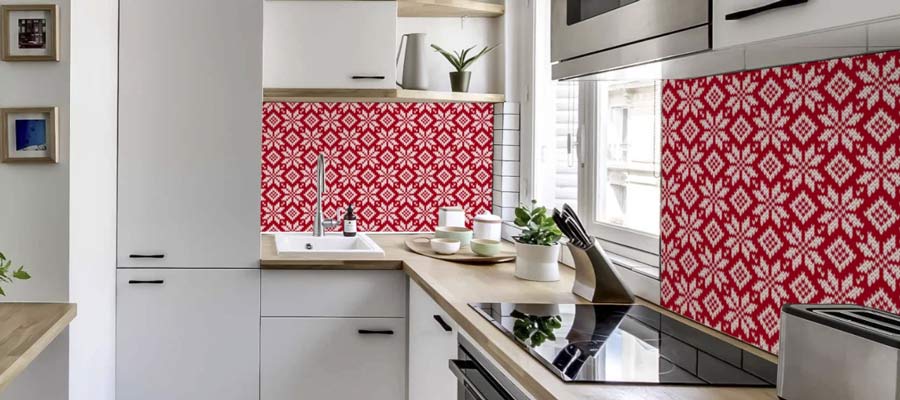 کاغذ دیواری با طرح پیچازی مناسب فضای آشپزخانه