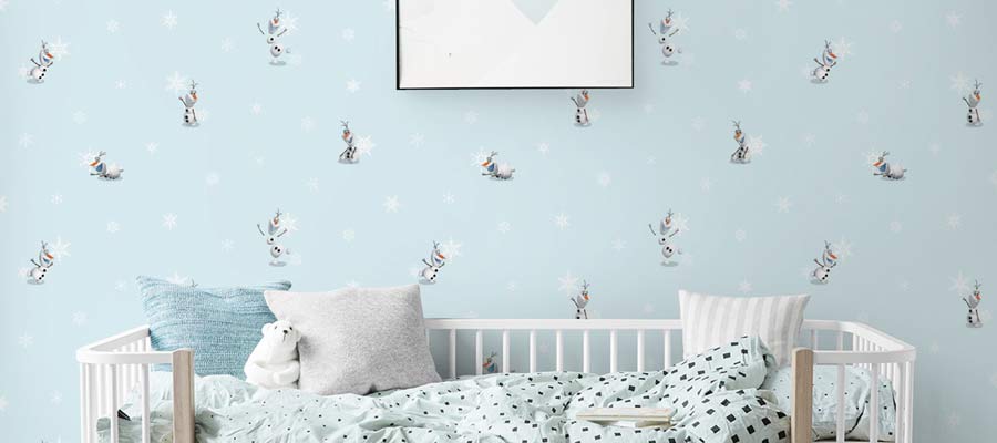 کاغذ دیواری با طرح فروزن برای اتاق‌خواب کودکان