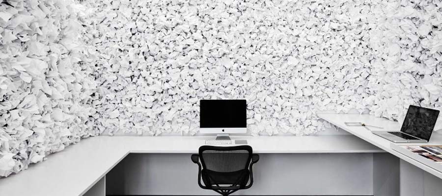 کاغذ دیواری طرح شیک با رنگ‌های طوسی و خاکستری برای اتاق جلسات